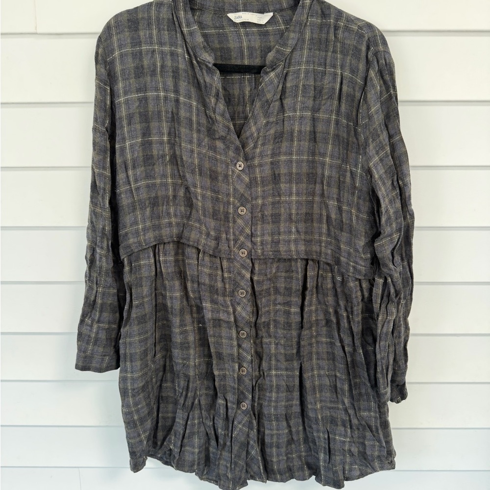 ZARA Plaid Shirt Jacket in Charcoal and Olive